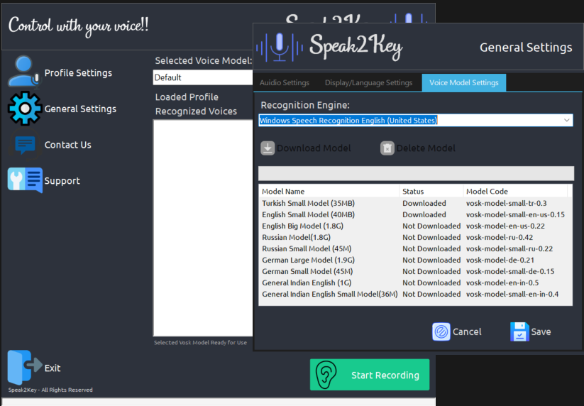 Profil Settings